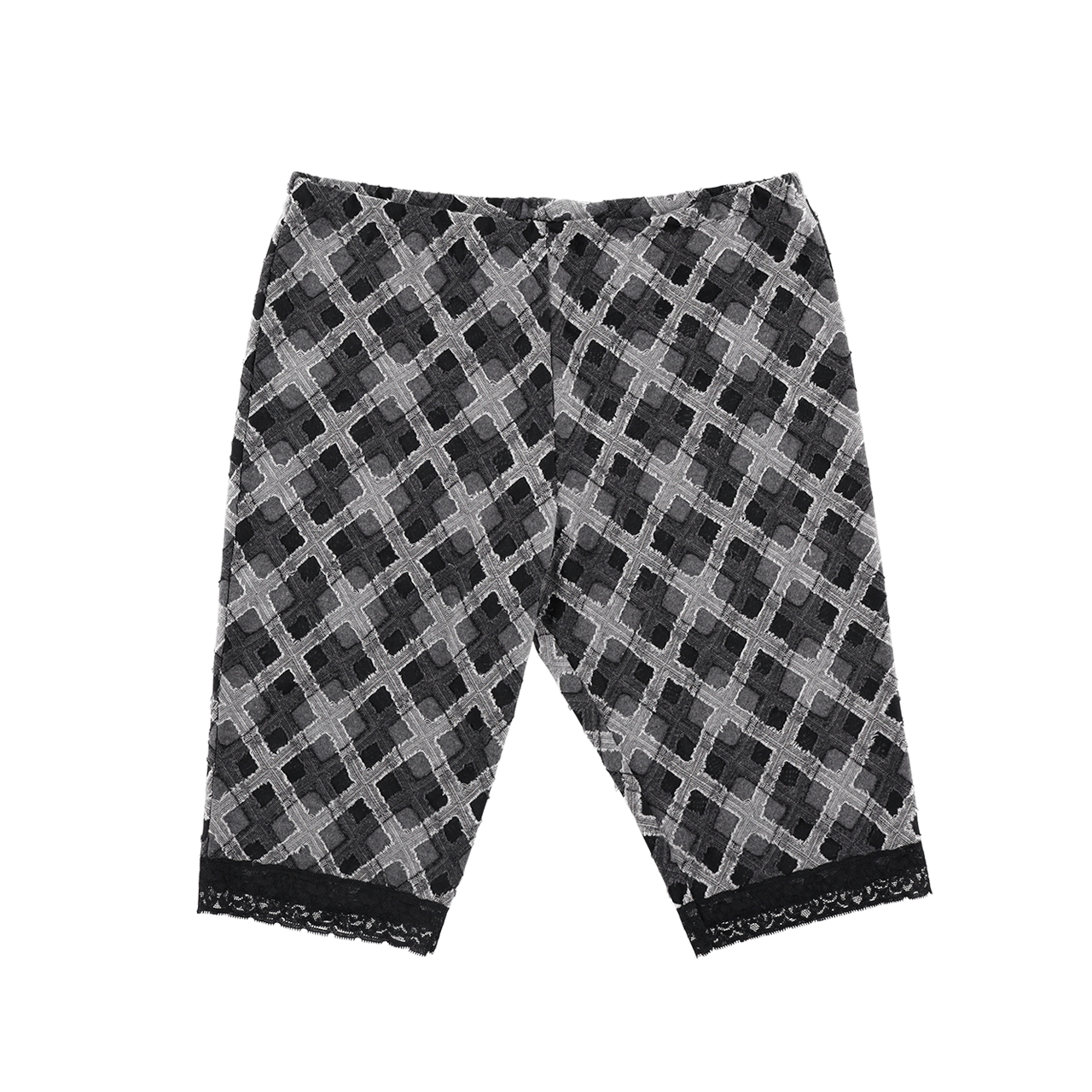 스틸레써디 레이스 헴 쇼츠: 체크 그레이(Still Lethardy Lace Hem Shorts: Check Grey)