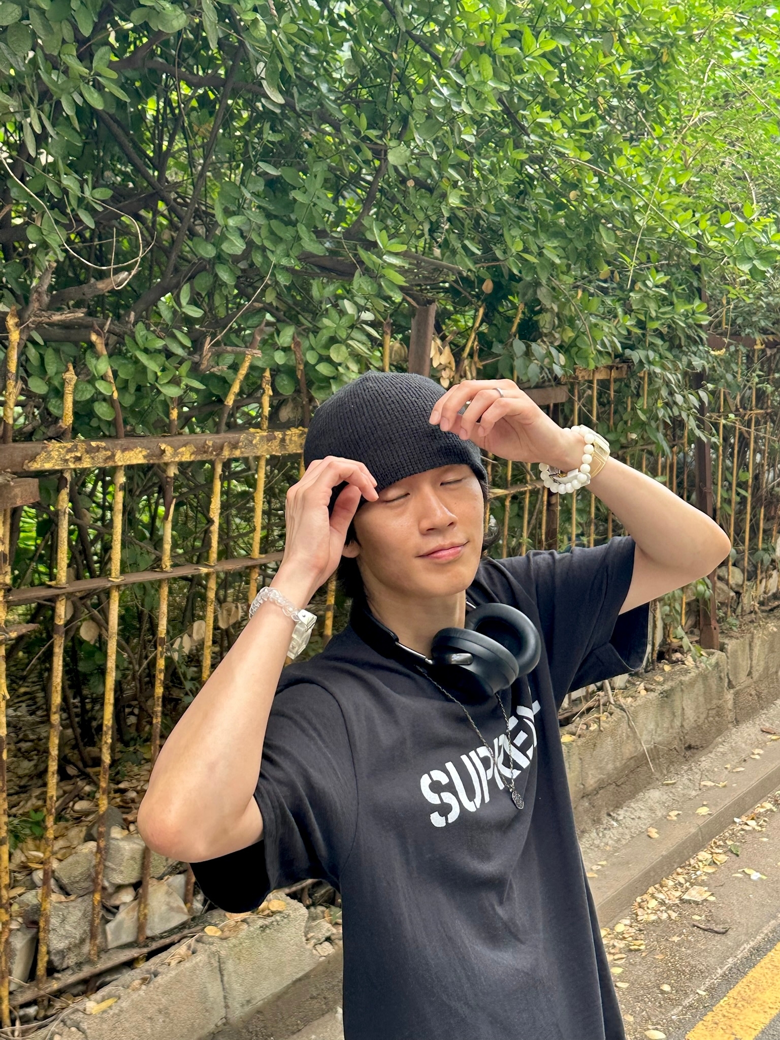Supreme Hard T-Shirt Black - 26SS 착용 스타일 - 6