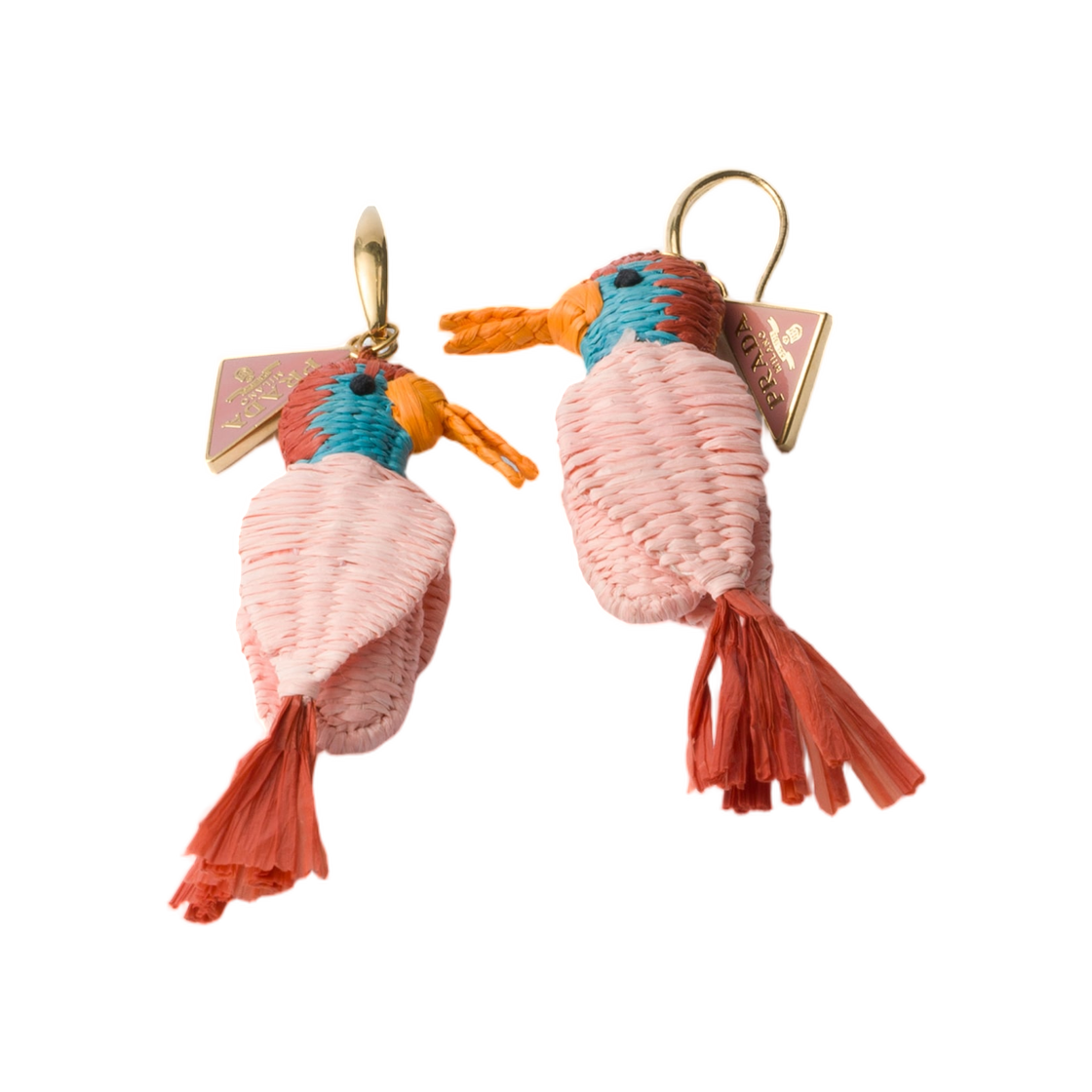 1IO472-2ZPF-F0N4T Prada Metal and Crochet Earrings Gold Pink