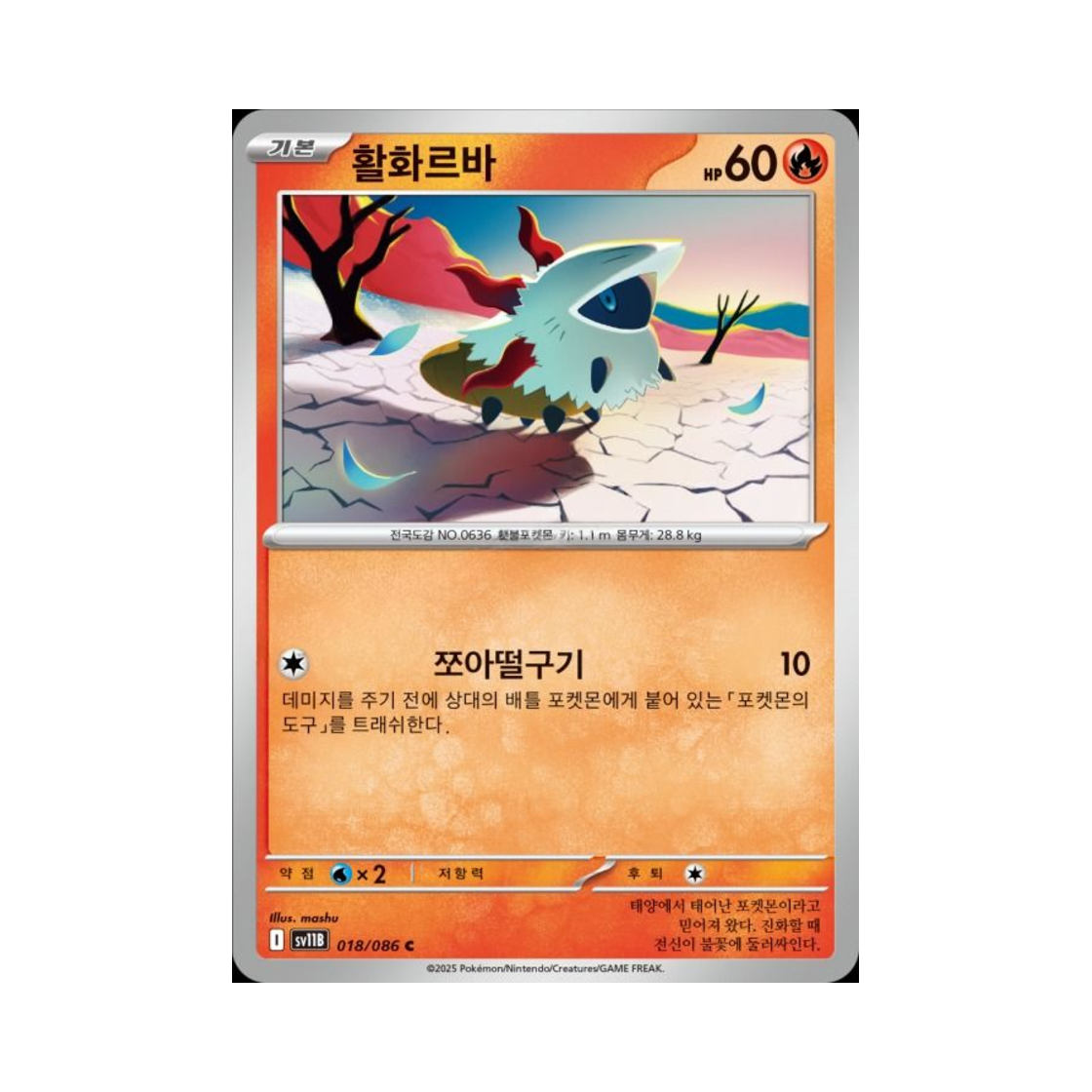 포켓몬 TCG 활화르바 C 블랙볼트 (한글판)(Pokemon TCG Larvesta C Black Bolt (Korean Ver.)) - 1