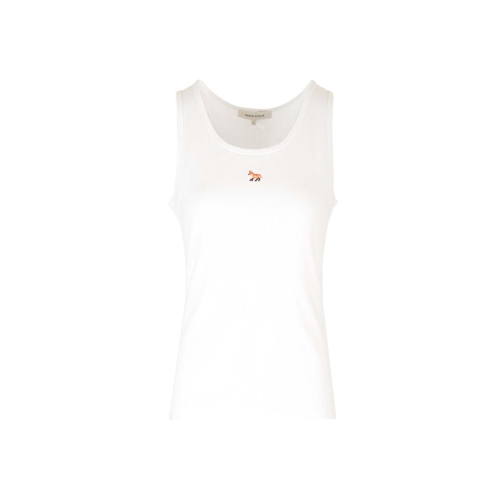 [17% 쿠폰] (W) 메종 키츠네 베이비 폭스 립드 탱크탑 화이트([17% 쿠폰] (W) Maison Kitsune Baby Fox Ribbed Tank Top White) - 2