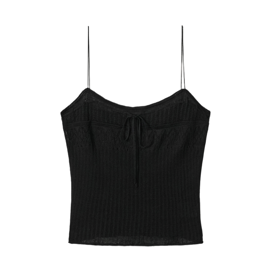 - (W) Aviemuah Lace Scallop Knit Sleeveless Black