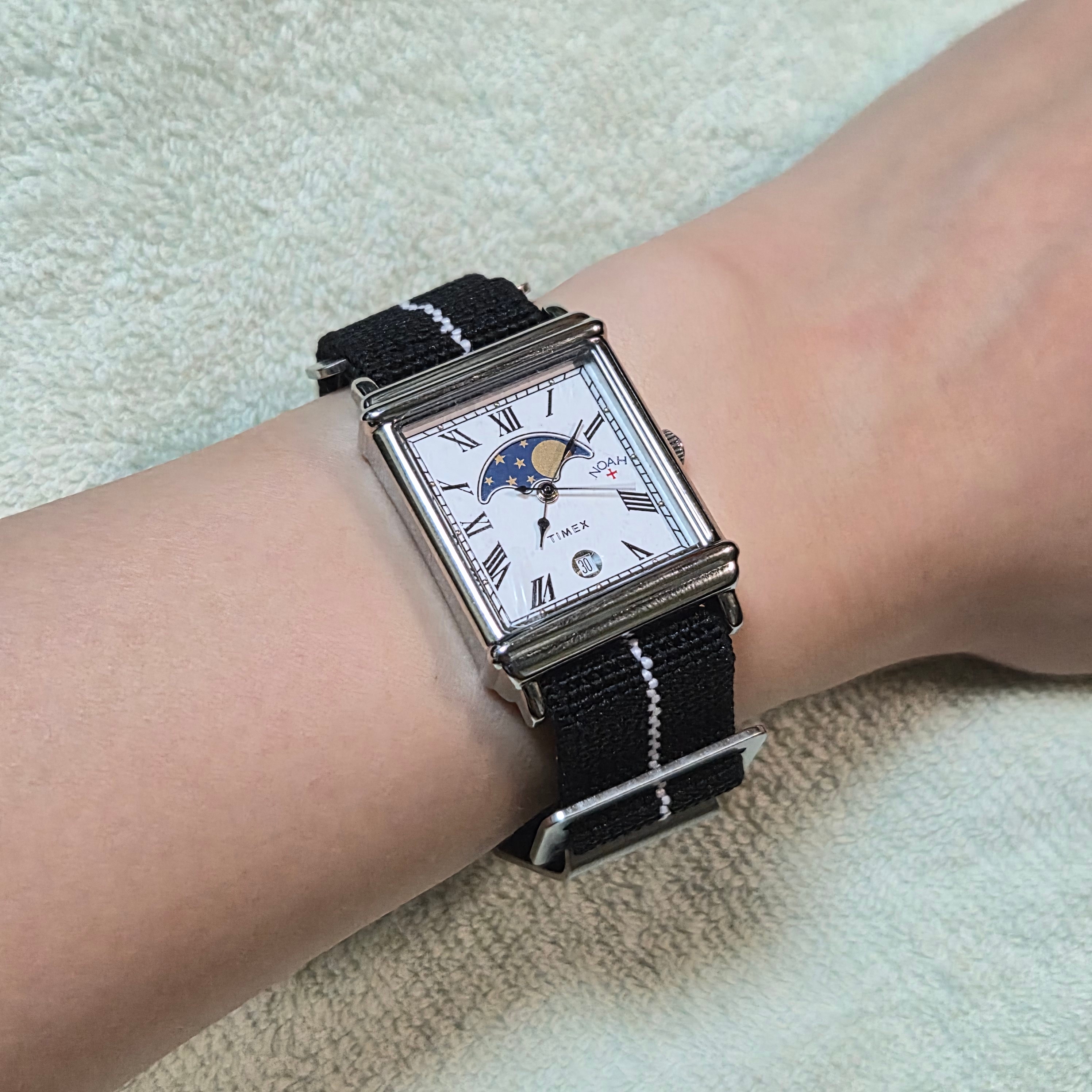 Timex x Noah Moon 37mm Phase Watch Brown Steel 착용 스타일 - 2