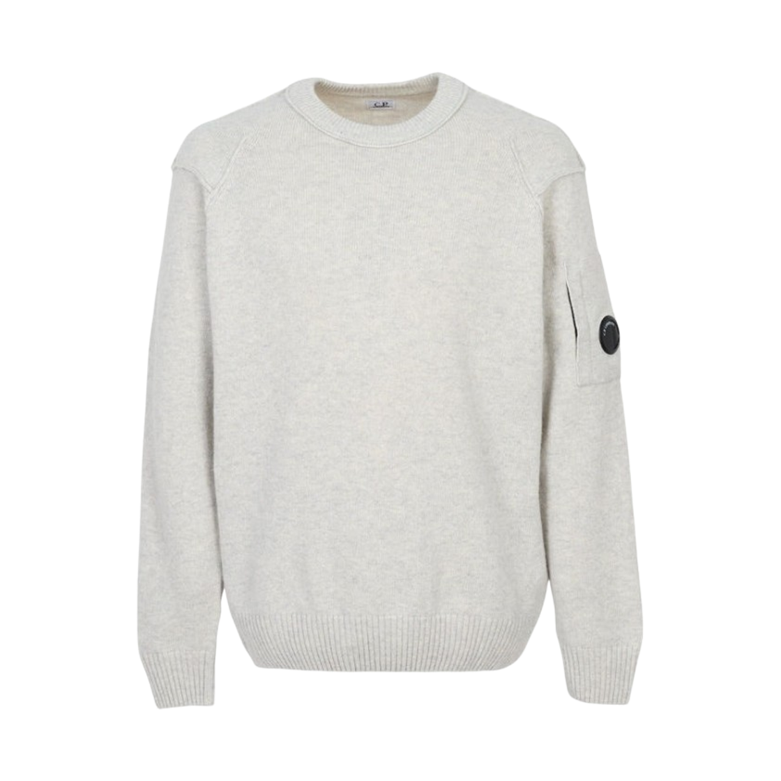 21CMKN707A110149AM13 C.P. Company Lambswool GRS Crewneck Lens Sweater Melange Grey - 26FW