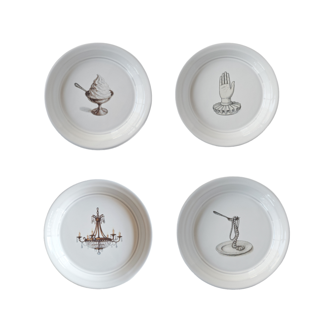 071 Jungheejin creamic Step One Plate Graphic 4 set Dark grayish white