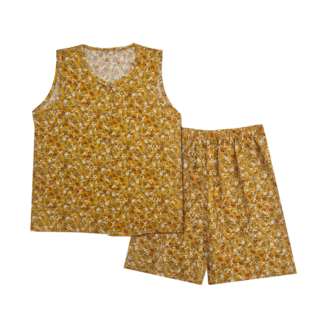 [3% 적립] 에이원 자연인견 플라워 민소매 잠옷 상하세트 카라멜([3% 적립] Aone Rayon Floral Sleeved Pajama Set Caramel)