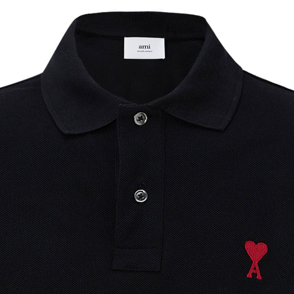 [17% 쿠폰] 아미 스몰 하트 로고 폴로 셔츠 블랙([17% 쿠폰] AMI de Coeur Polo Shirt Black) - 4