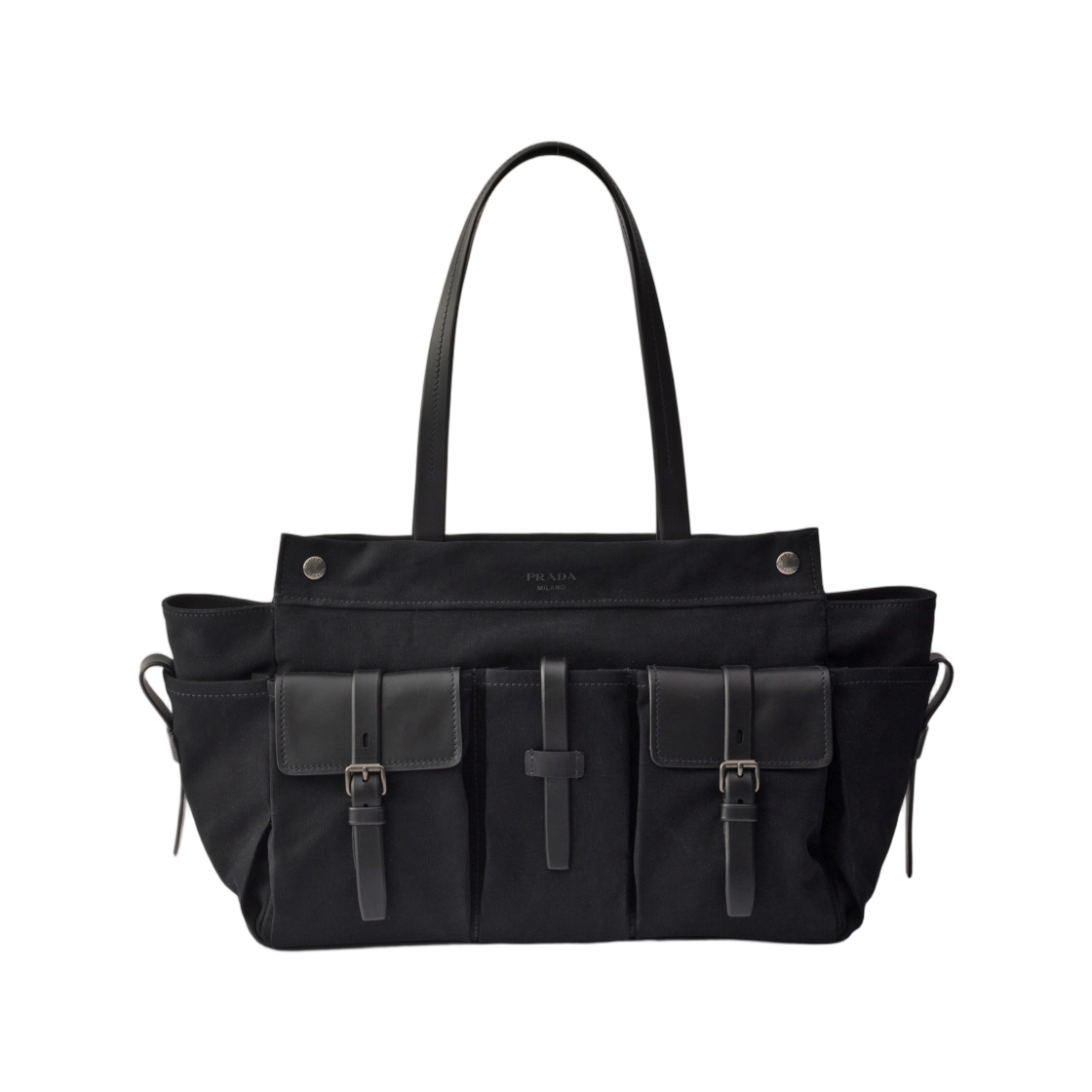 프라다 루트 캔버스 앤 레더 토트백 블랙(Prada Route Canvas and Leather Tote Bag Black) - 1