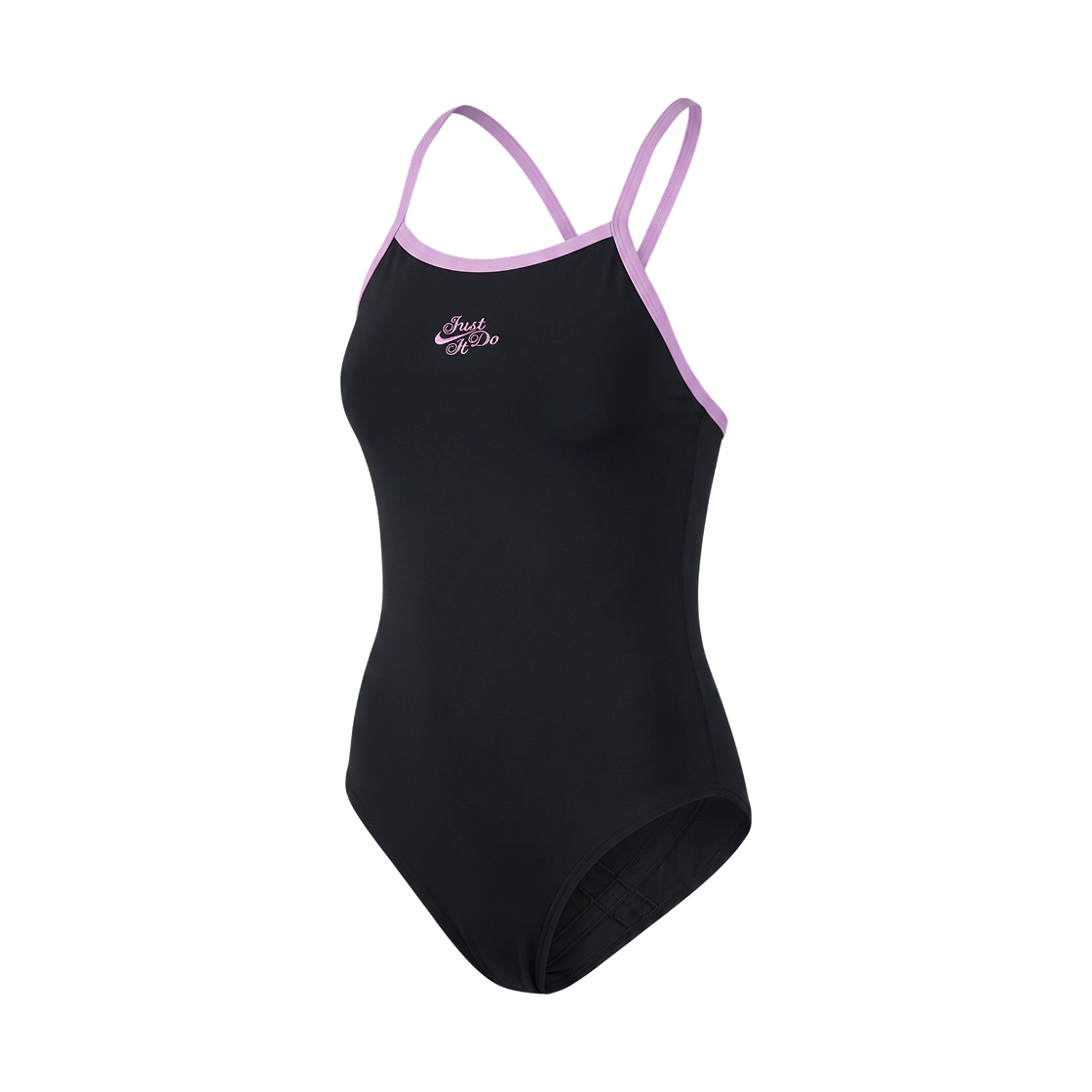 NESSG033-006 (W) Nike Swim Retro Calligraphy Racerback Low Leg Cut Jet Black
