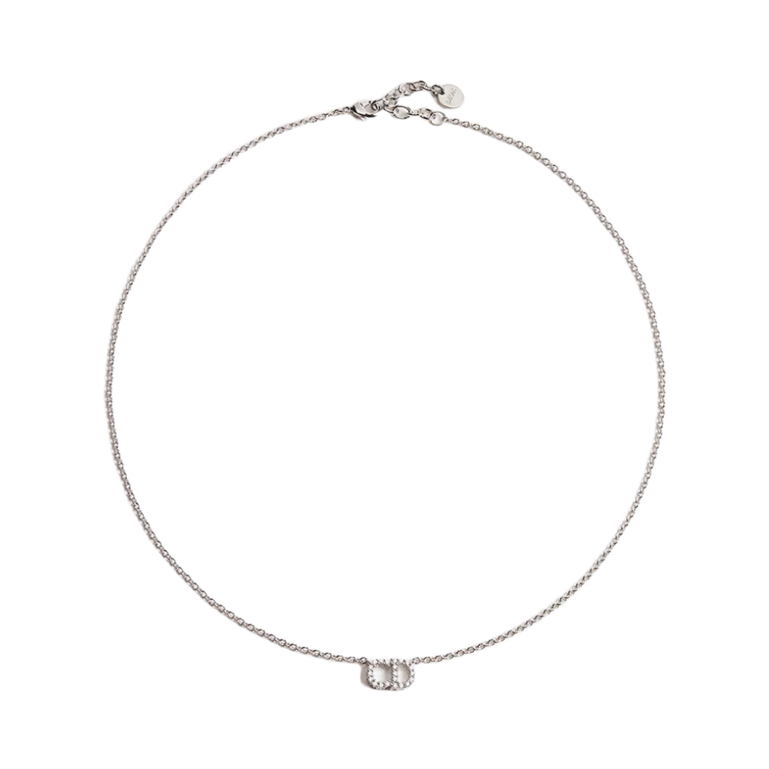 N3523WOMZI-D009 Dior Clair D Lune Necklace Silver Finish Metal Sparkling Crystals