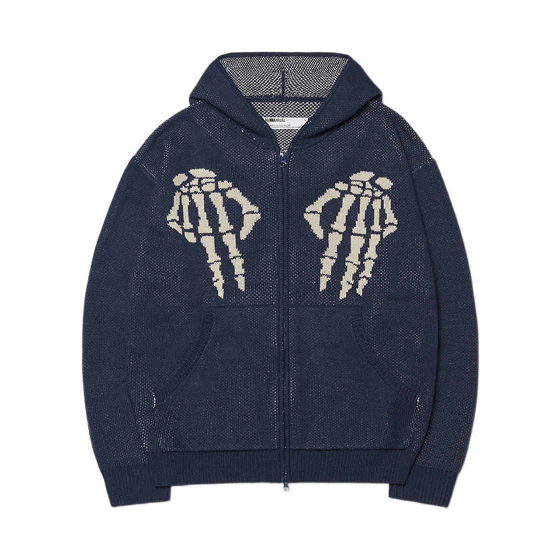 NMWF52KT02NVY NOMANUAL NM Skull Hand Cowichan Hooded Zip-up Navy