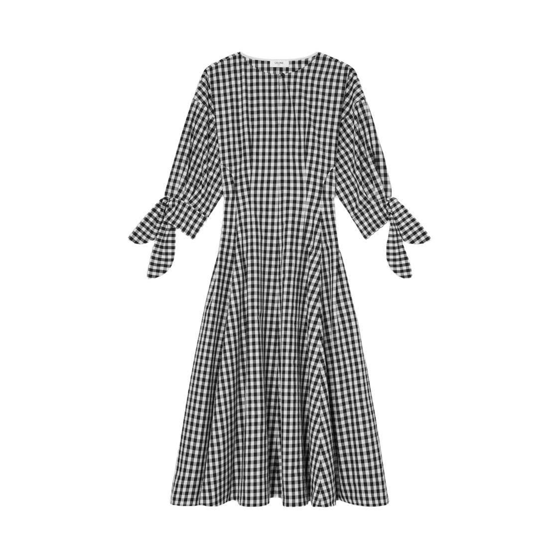 (W) 셀린느 드레스 비쉬 코튼 느와르 아이보리((W) Celine Dress in Vichy Cotton Noir Ivory) - 1