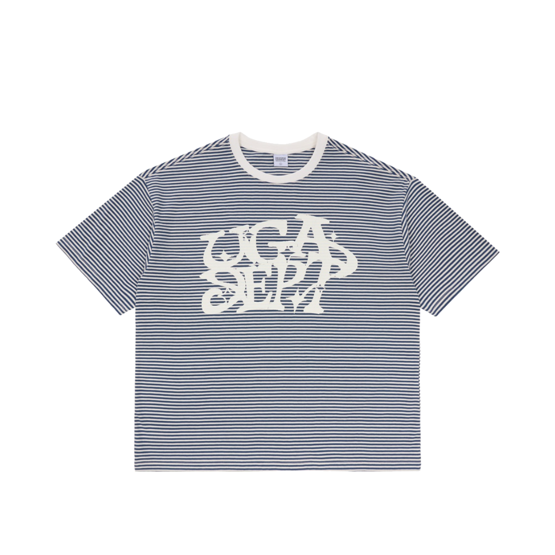 BUQTSAM875NA UNIVERSE GARMENT Stripe Graffiti T-Shirt Navy