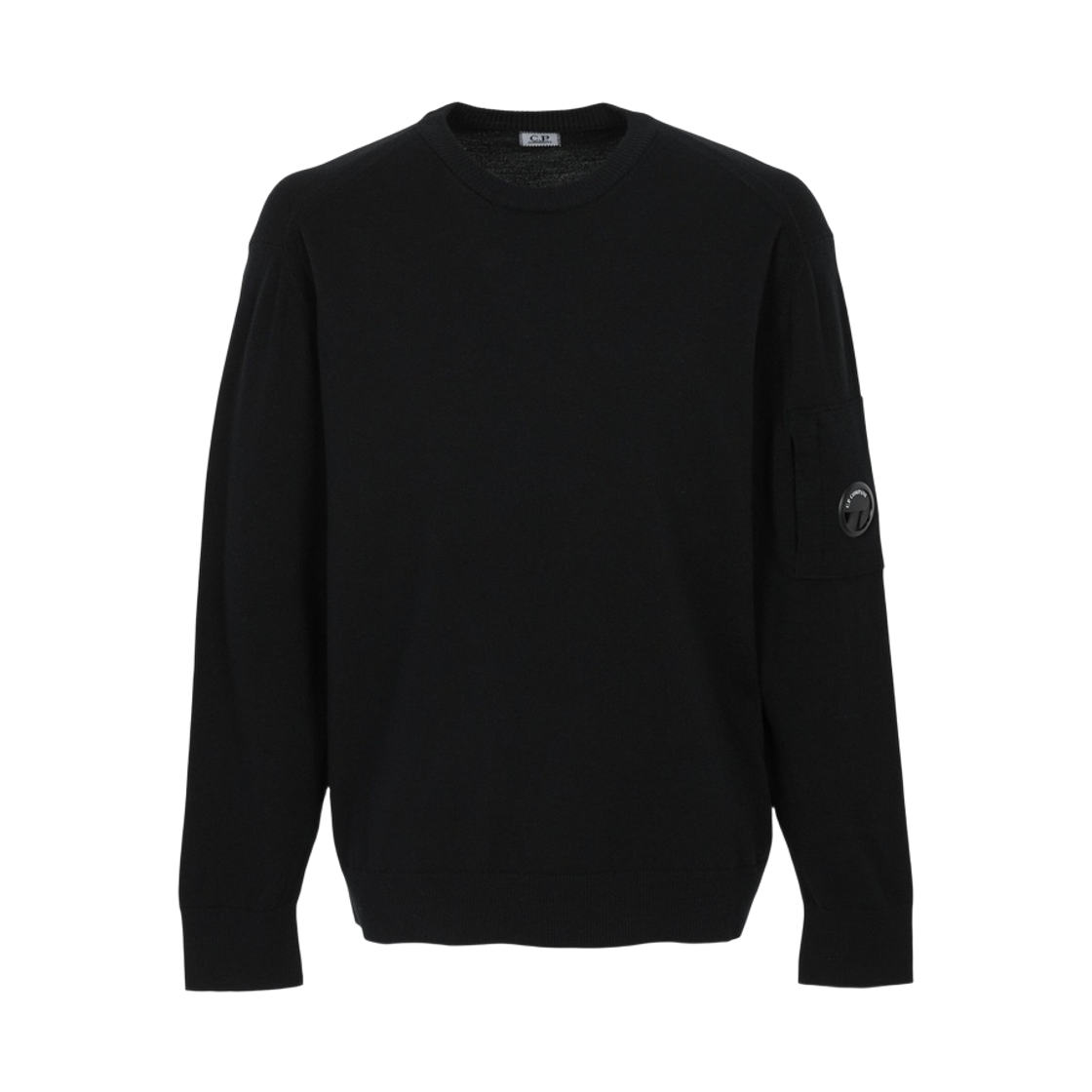 21CMKN069A005528A999 C.P. Company Lens Wappen Crewneck Knit Black - 26FW