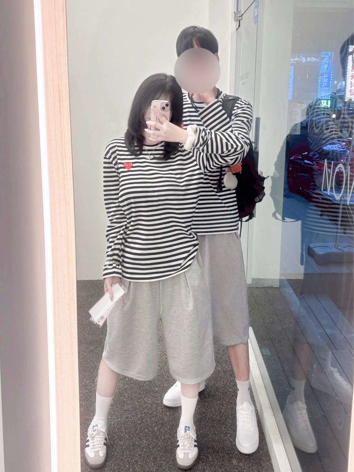 Play Comme des Garcons Striped LS T-Shirt Black White, Dior B27 Low-Top Sneakers White 착용 스타일