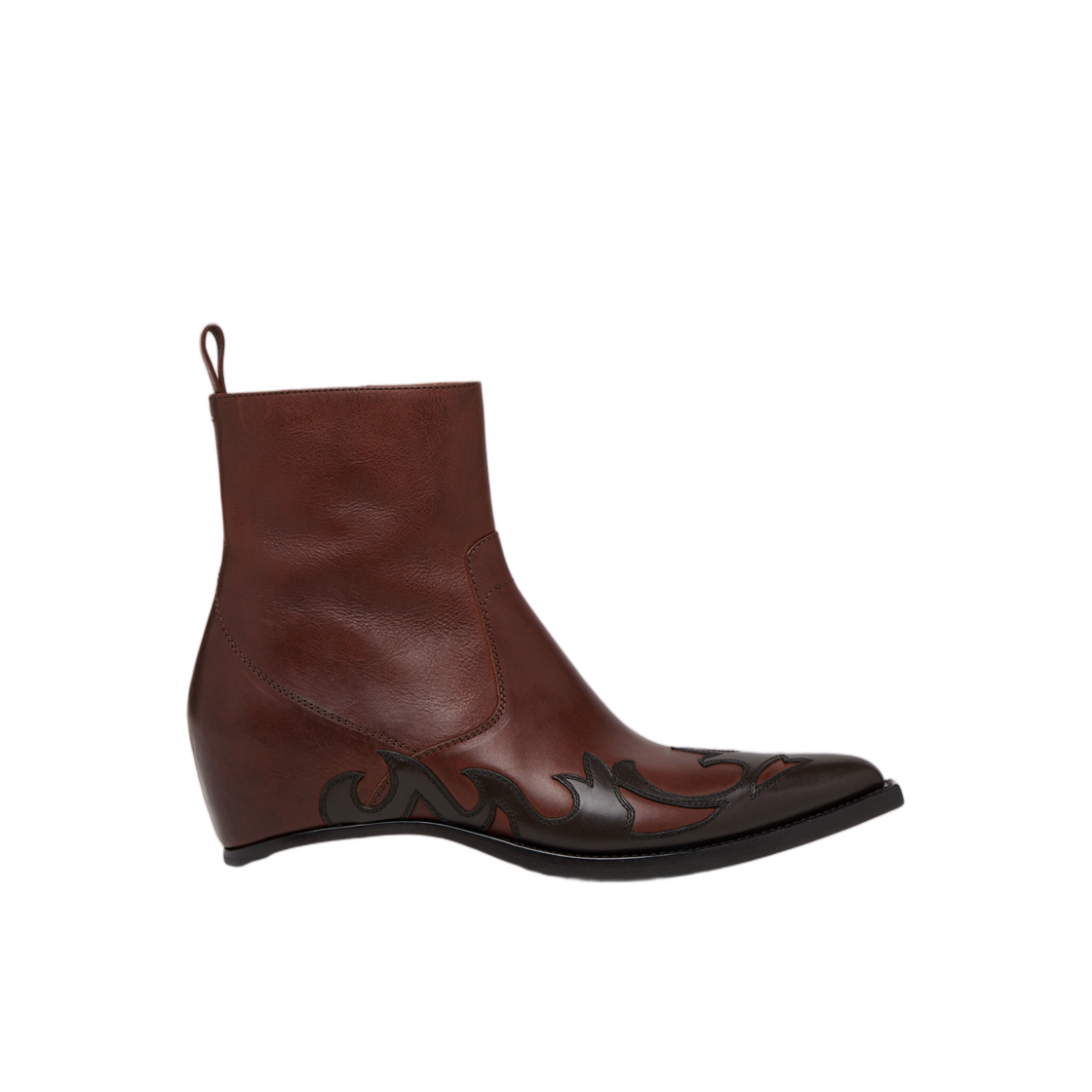 S57WU0301P7788HA057 Maison Margiela Heel-less Western Flame Boot Brown