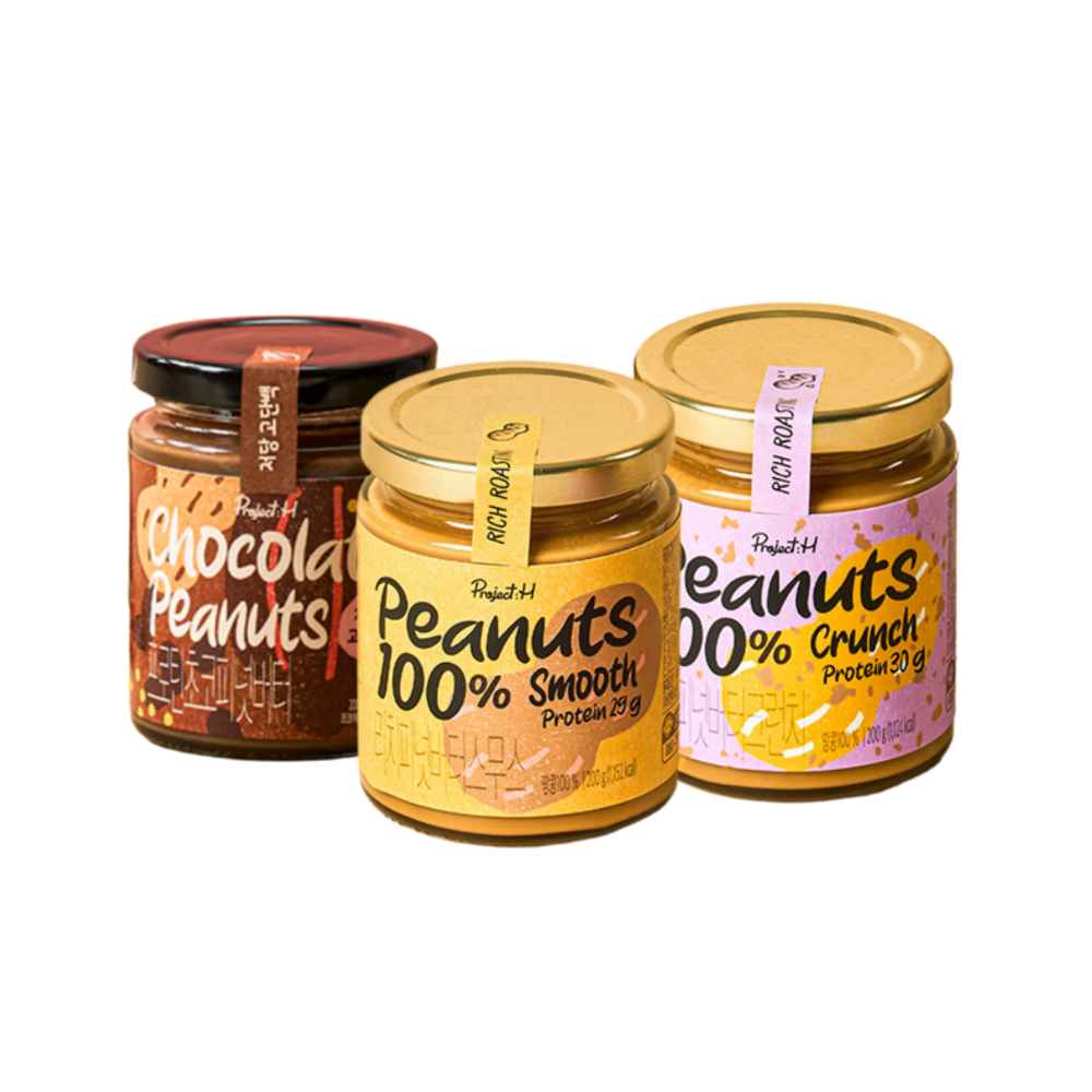 삼립 프로젝트:H 피넛버터 3종 2병 택 (스무스/크런치/초코)(Samlip Project: H Peanut Butter 2 bottles (Smooth/Crunch/Chocolate))
