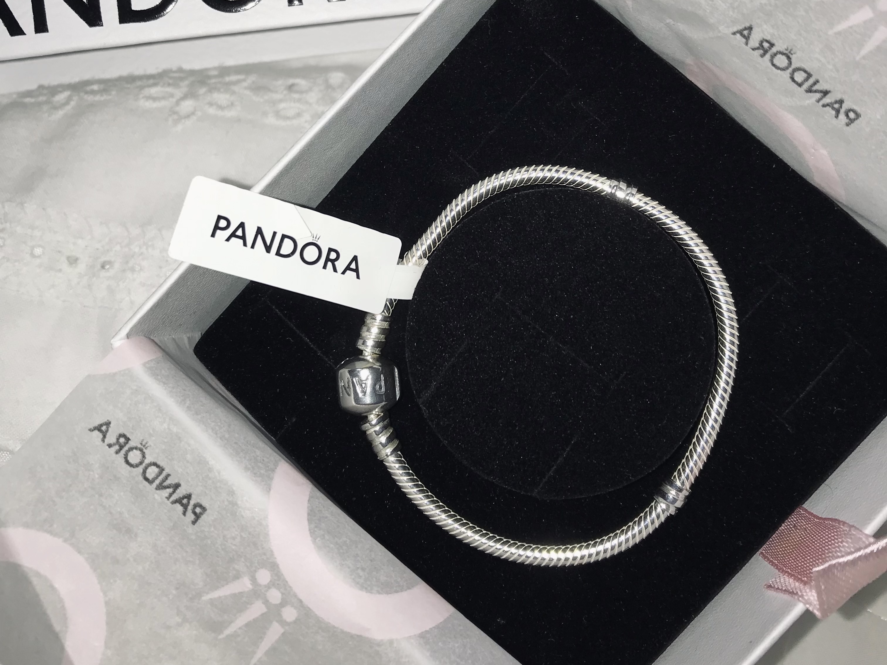 (W) Pandora Moments Snake Chain Bracelet Sterling Silver 착용 스타일