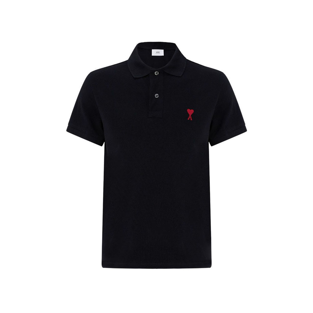 [17% 쿠폰] 아미 스몰 하트 로고 폴로 셔츠 블랙([17% 쿠폰] AMI de Coeur Polo Shirt Black) - 2