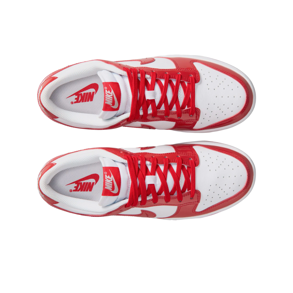 (W) 나이키 덩크 로우 SE 페이턴트 화이트 유니버시티 레드((W) Nike Dunk Low SE Patent White University Red) - 2