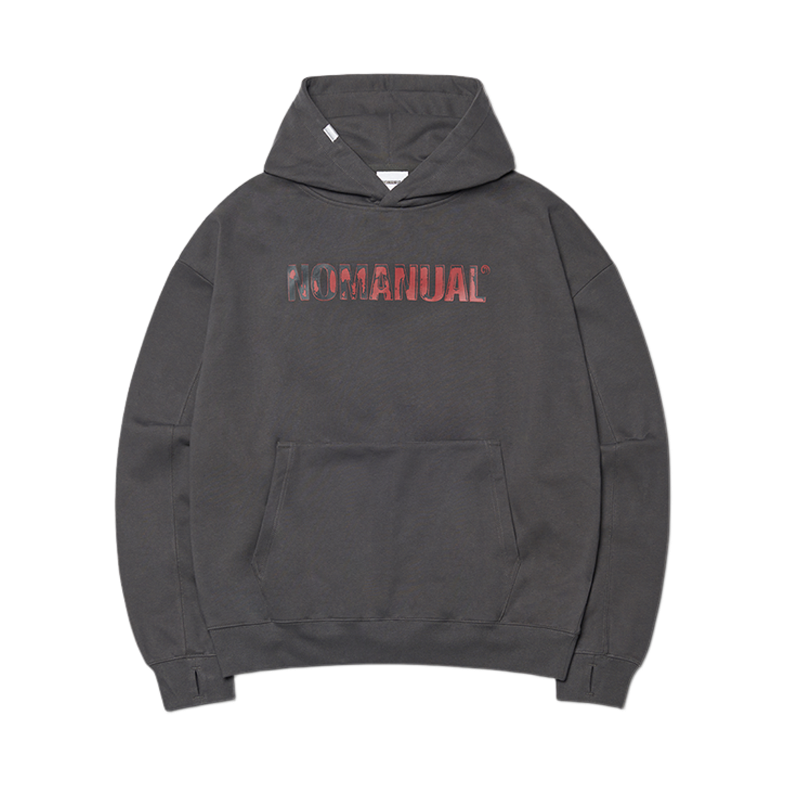 NMWF52HD02CHA NOMANUAL Stamped Logo Hoodie Charcoal