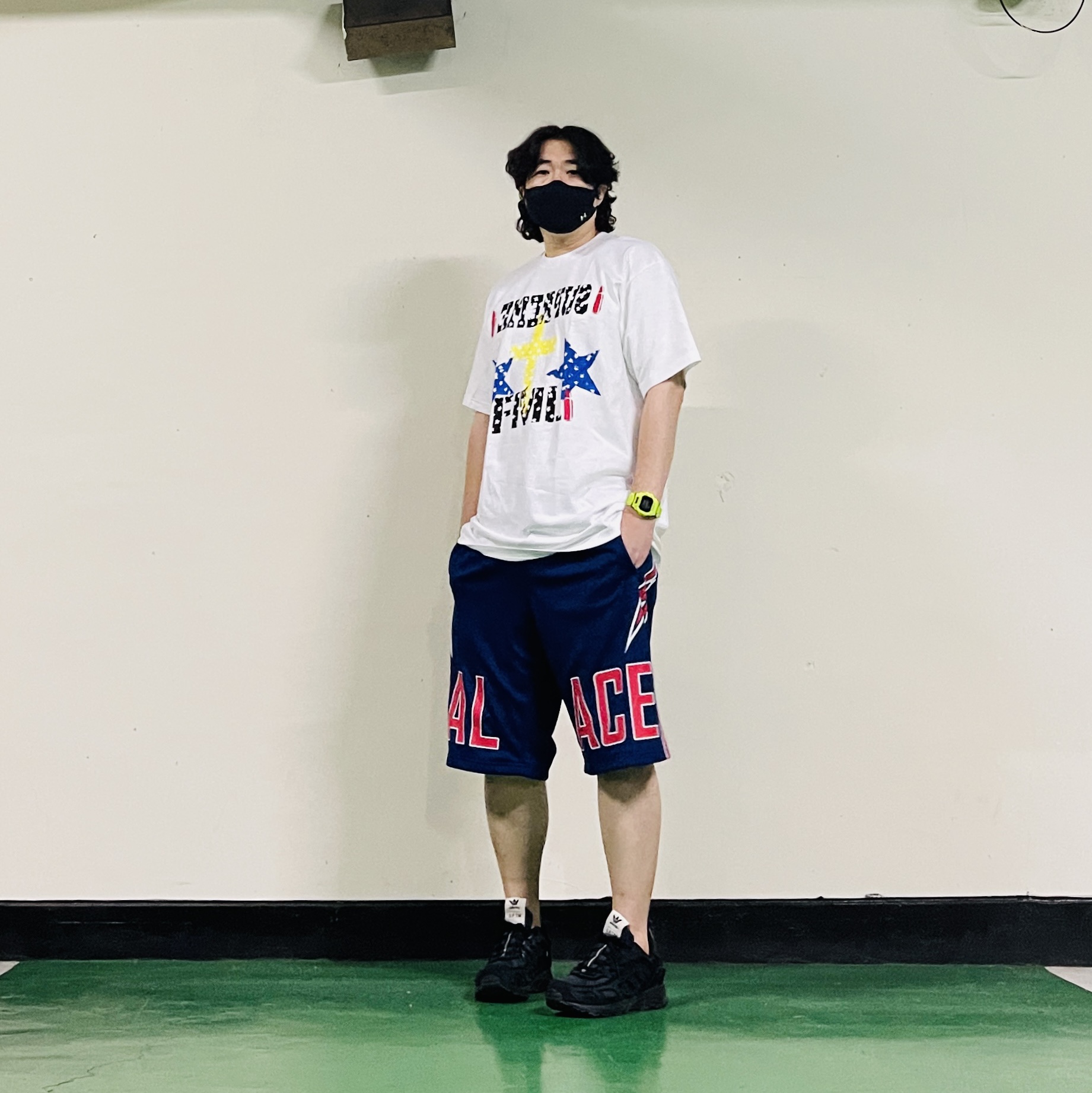 Adidas x Song for the Mute Shadowturf Core Black Night Grey, Palace Lightning Basketball Short Navy Red - 26SS 착용 스타일 - 1