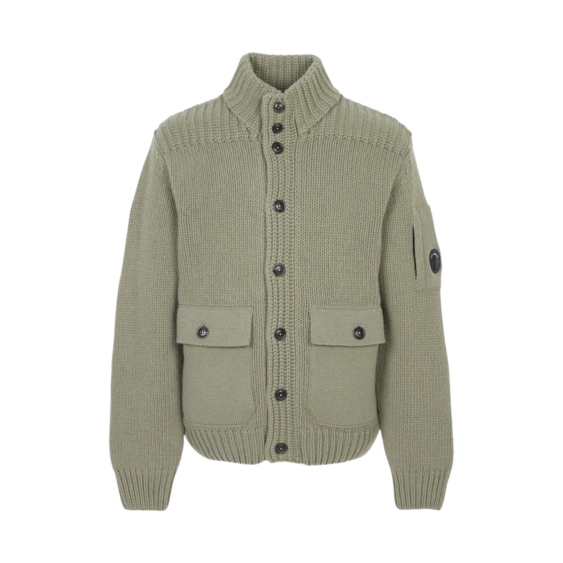 21CMKN068A110149A356 C.P. Company Lens Wappen Cardigan Fungi Grey - 26FW