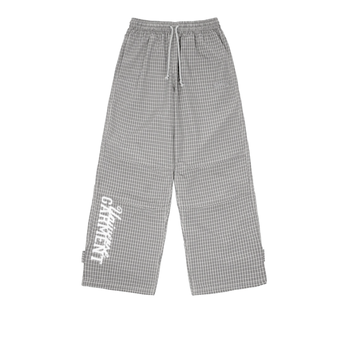 BUQPTAS885IV UNIVERSE GARMENT Check Parachute Pants Ivory