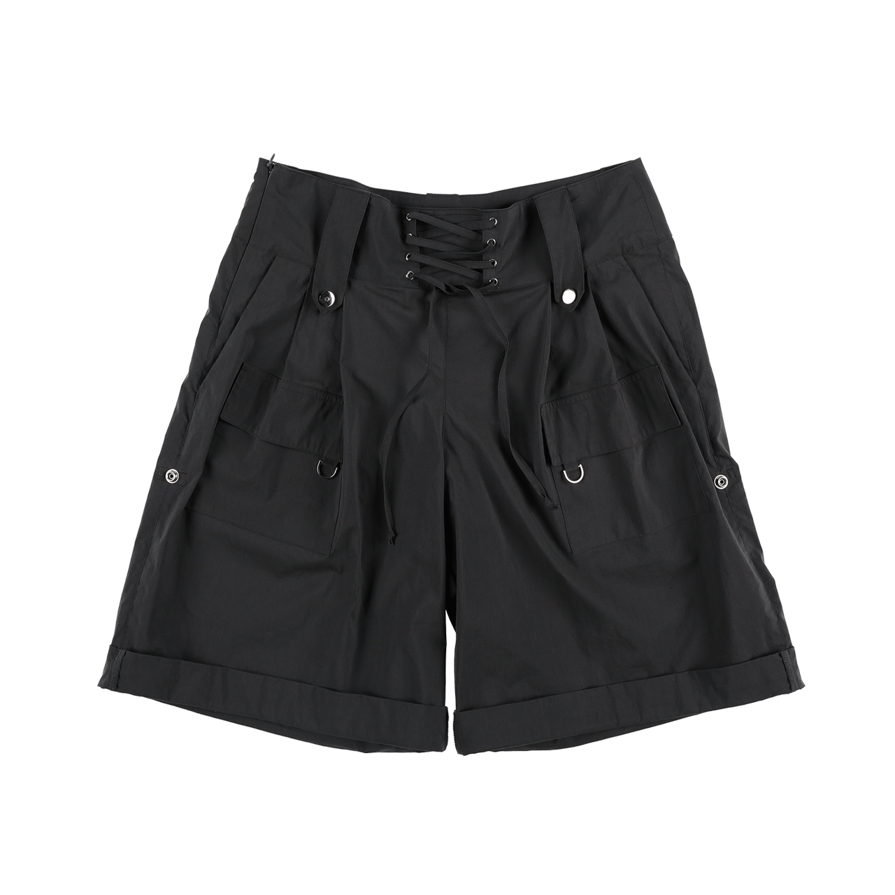 스틸레써디 레이스업 카고 커프 쇼츠 그레이(Still Lethardy Lace-up Cargo Cuff Shorts)
