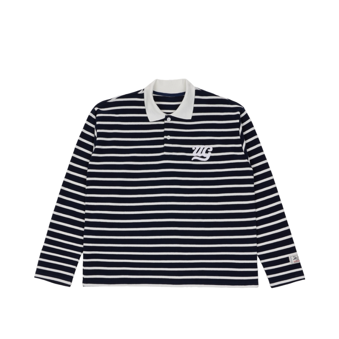 BUQLSAS877NA UNIVERSE GARMENT Stripe Rugby Collar T-Shirt Navy