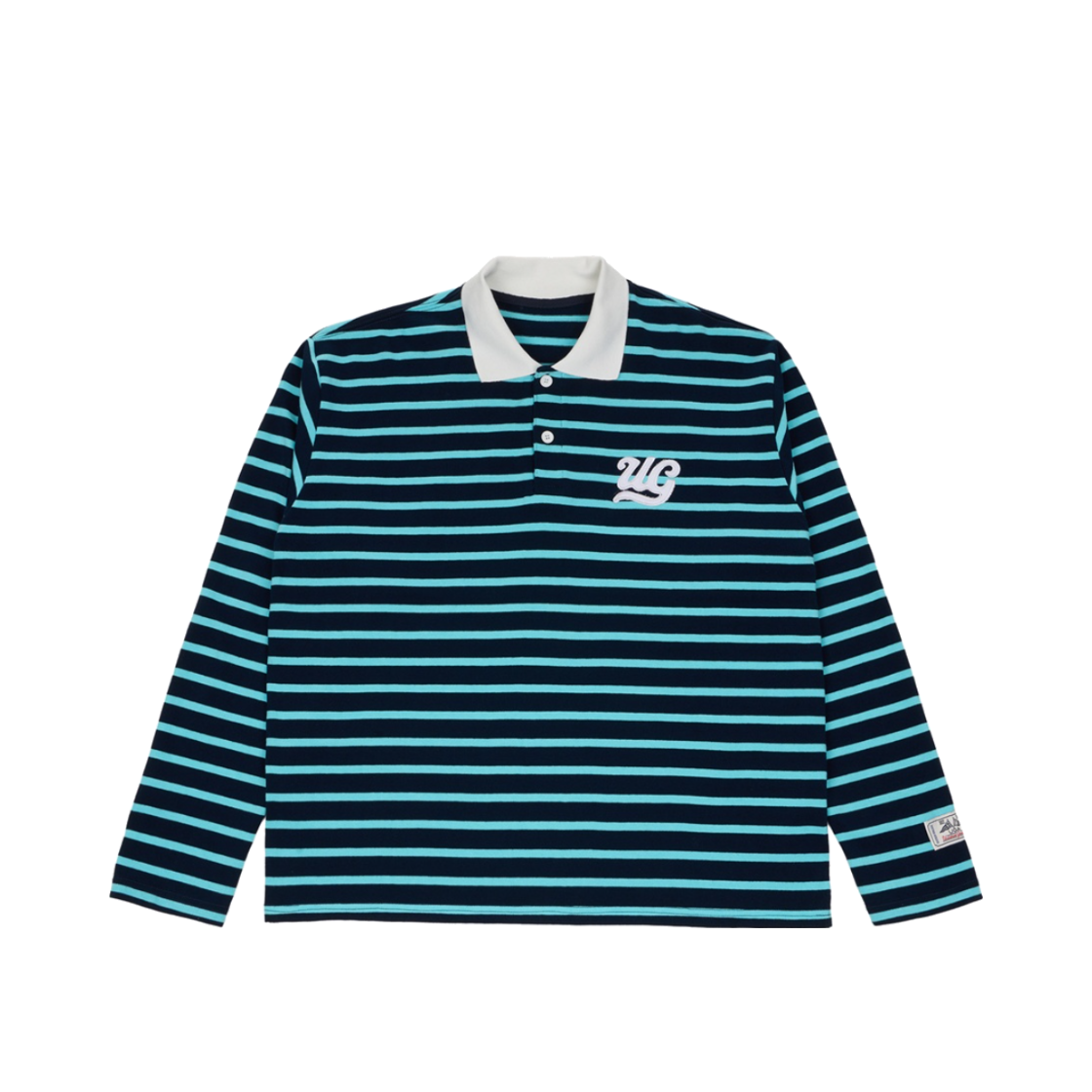 BUQLSAS877BU UNIVERSE GARMENT Stripe Rugby Collar T-Shirt Blue