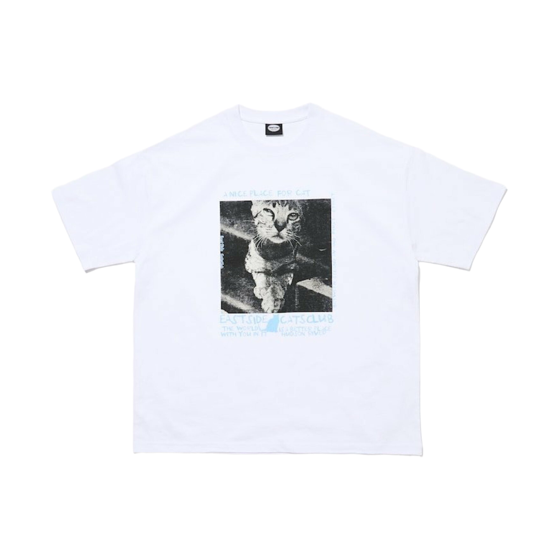 - Freak's Store Cat Photo Big Silhouette Back Print Crew Neck Limited Edition T-Shirt White