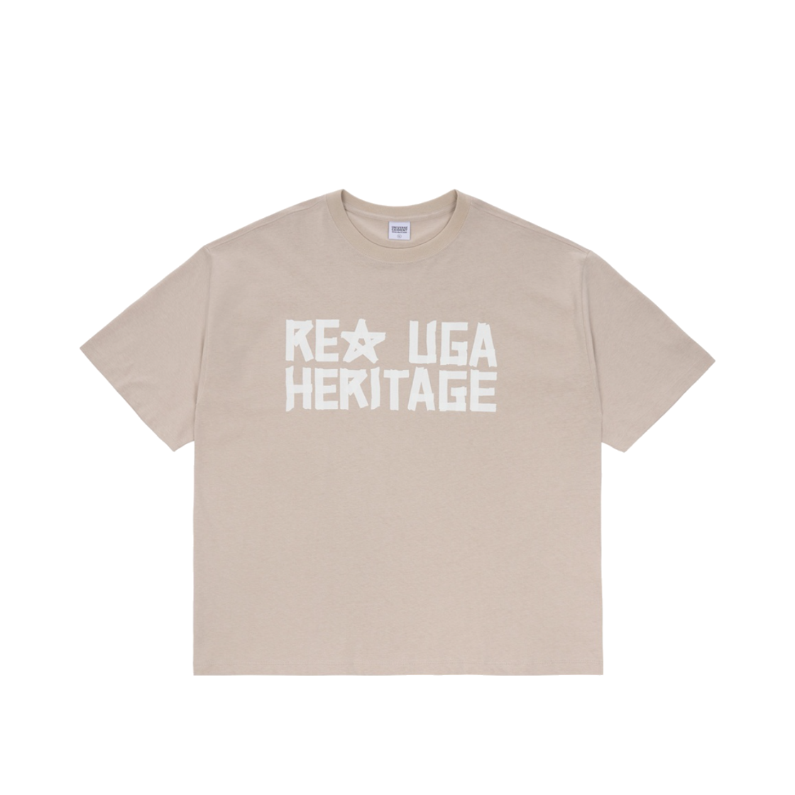 BUQTSAM878BE UNIVERSE GARMENT Tape Print T-Shirt Beige