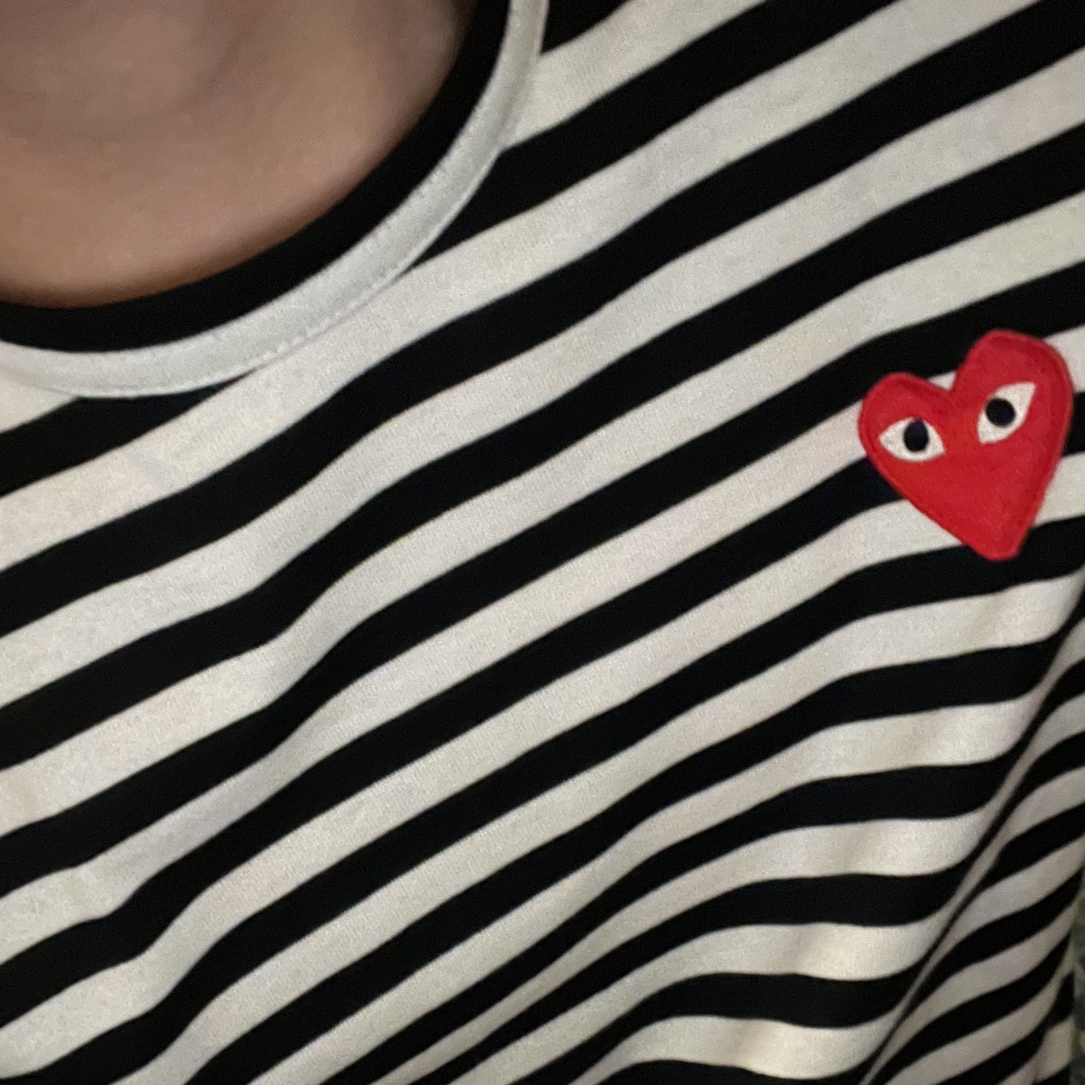 Play Comme des Garcons Striped LS T-Shirt Black White 착용 스타일