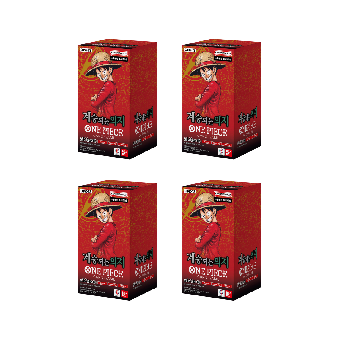 원피스 TCG OP-13 부스터 팩 계승되는 의지 4 박스 (96팩/한글판)(One Piece TCG OP-13 Booster Pack Carrying on His Will 4 Boxes (Pack of 96/Korean Ver.))