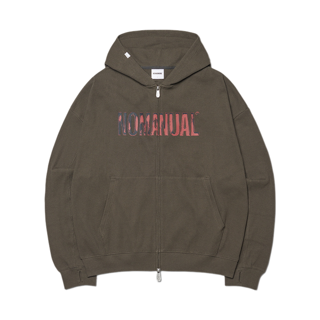 NMWF52HD01CHA NOMANUAL NM Waffle Hooded Zip-up Charcoal