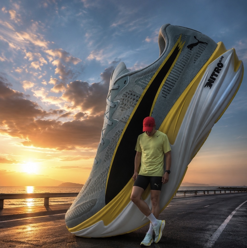 Puma Deviate Nitro Elite 4 Fresh Water Lemon Crush 착용 스타일 - 1