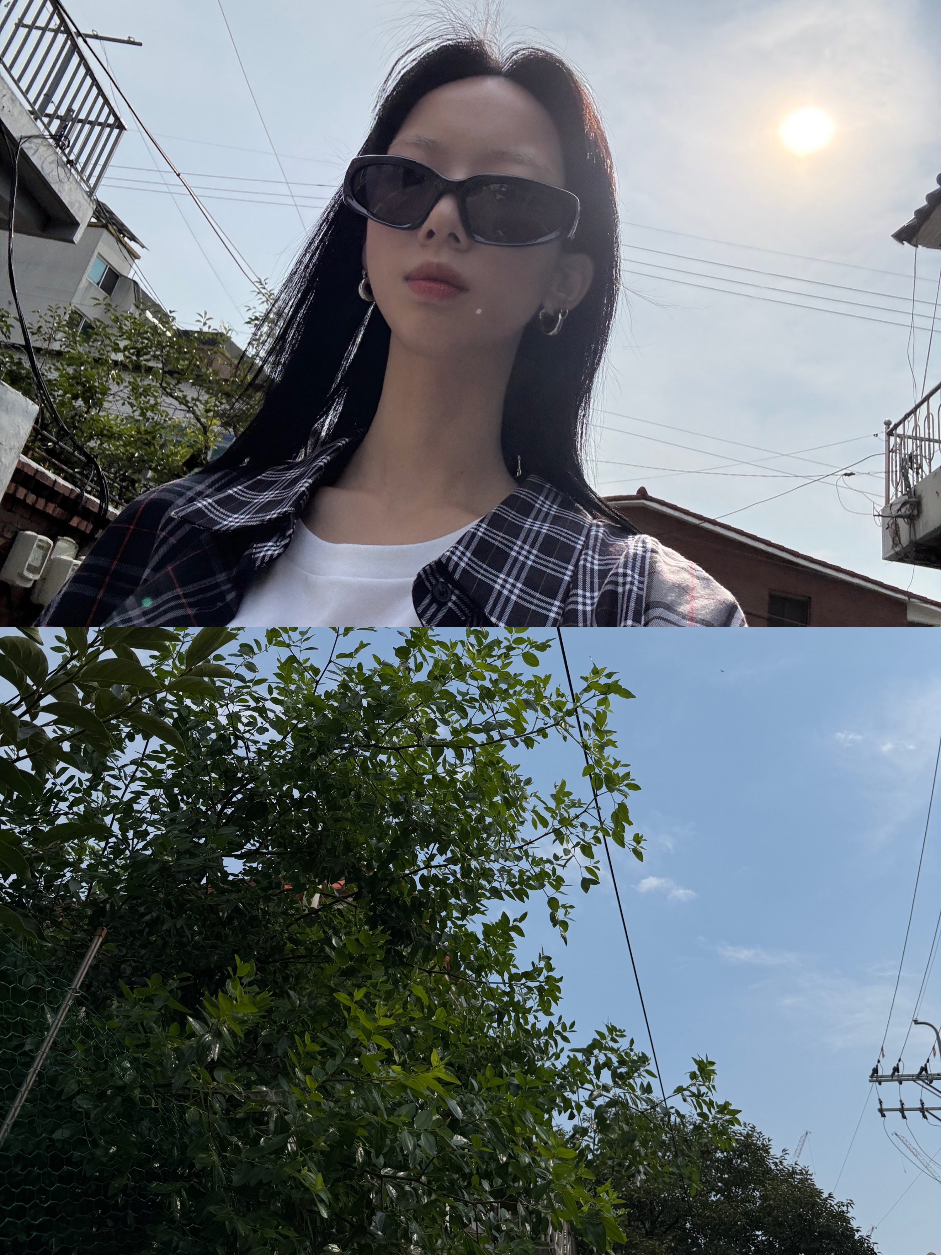 Converse All Star Patch Standard T-Shirt White, Balenciaga Swift Oval Sunglasses Black 착용 스타일 - 2