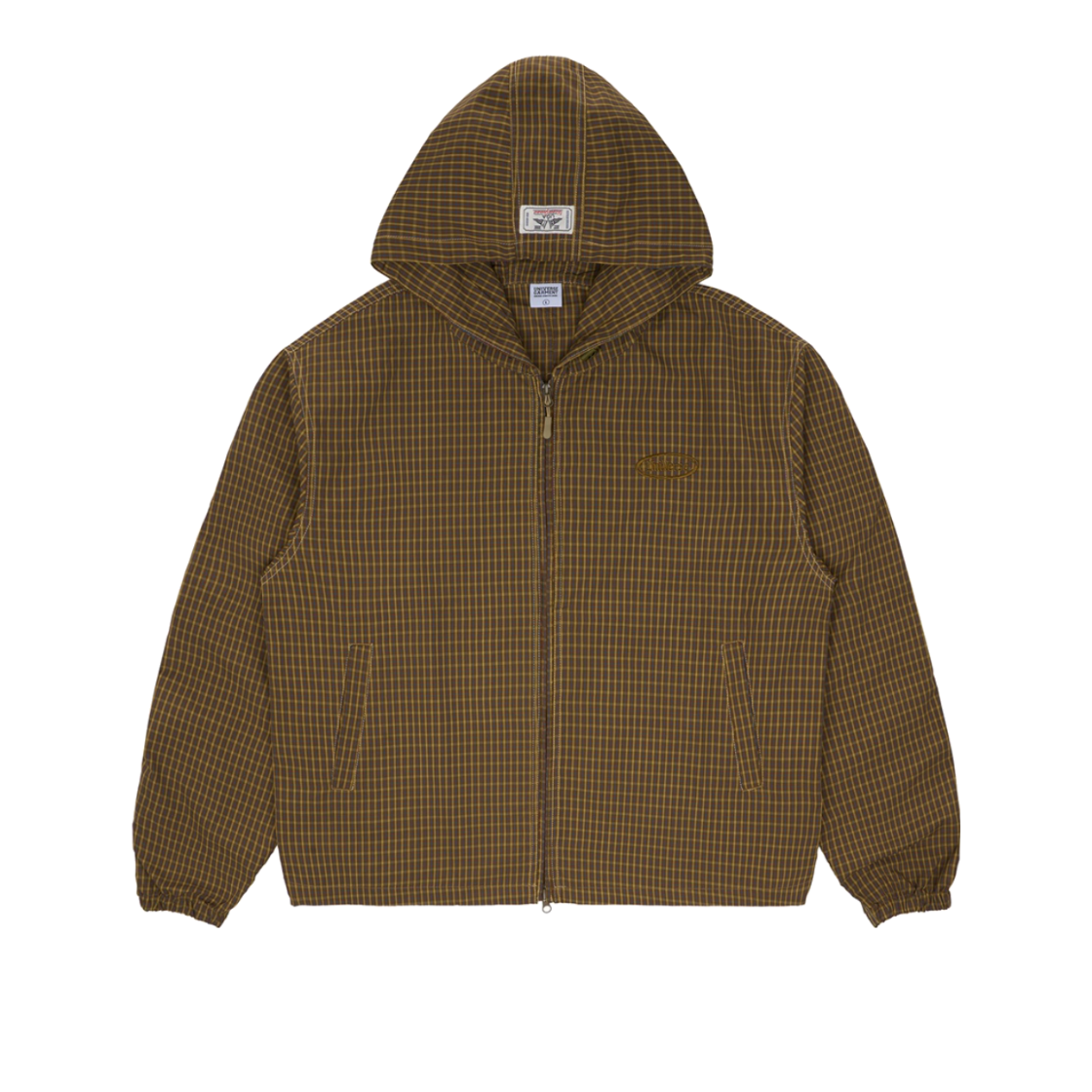 BUQJPAS883BR UNIVERSE GARMENT Check Hood Windbreaker Jumper Brown