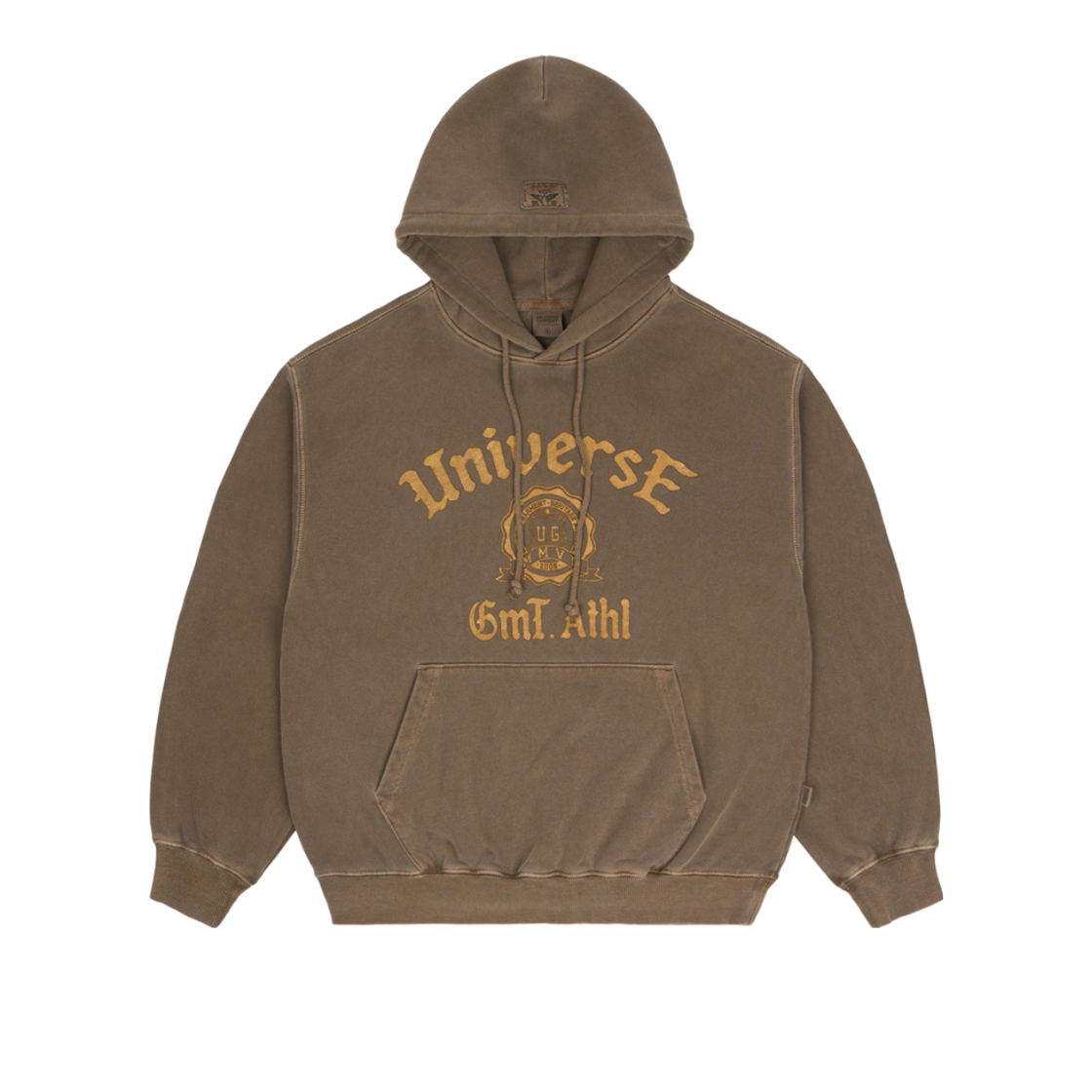 BUQHDZX823KA UNIVERSE GARMENT Pigment Dyeing Logo Hoodie Khaki