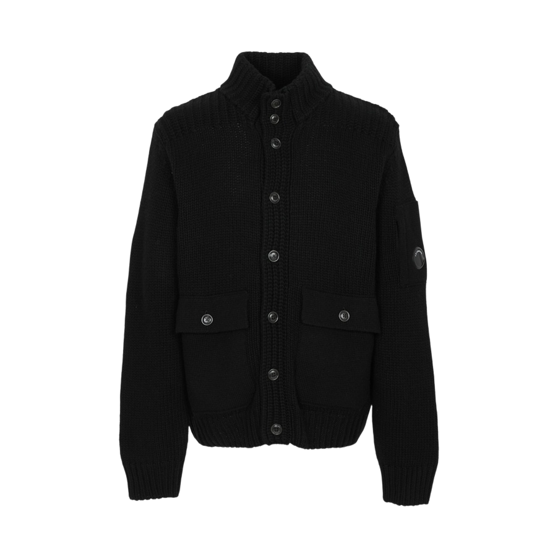 21CMKN068A110149A999 C.P. Company Lens Wappen Cardigan Black - 26FW