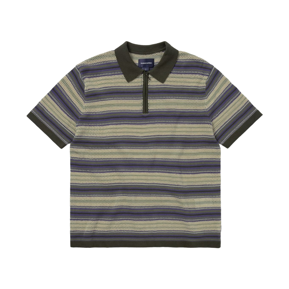 TN251KKNPK04IVR thisisneverthat Striped Short Sleeve Knit Polo Ivory