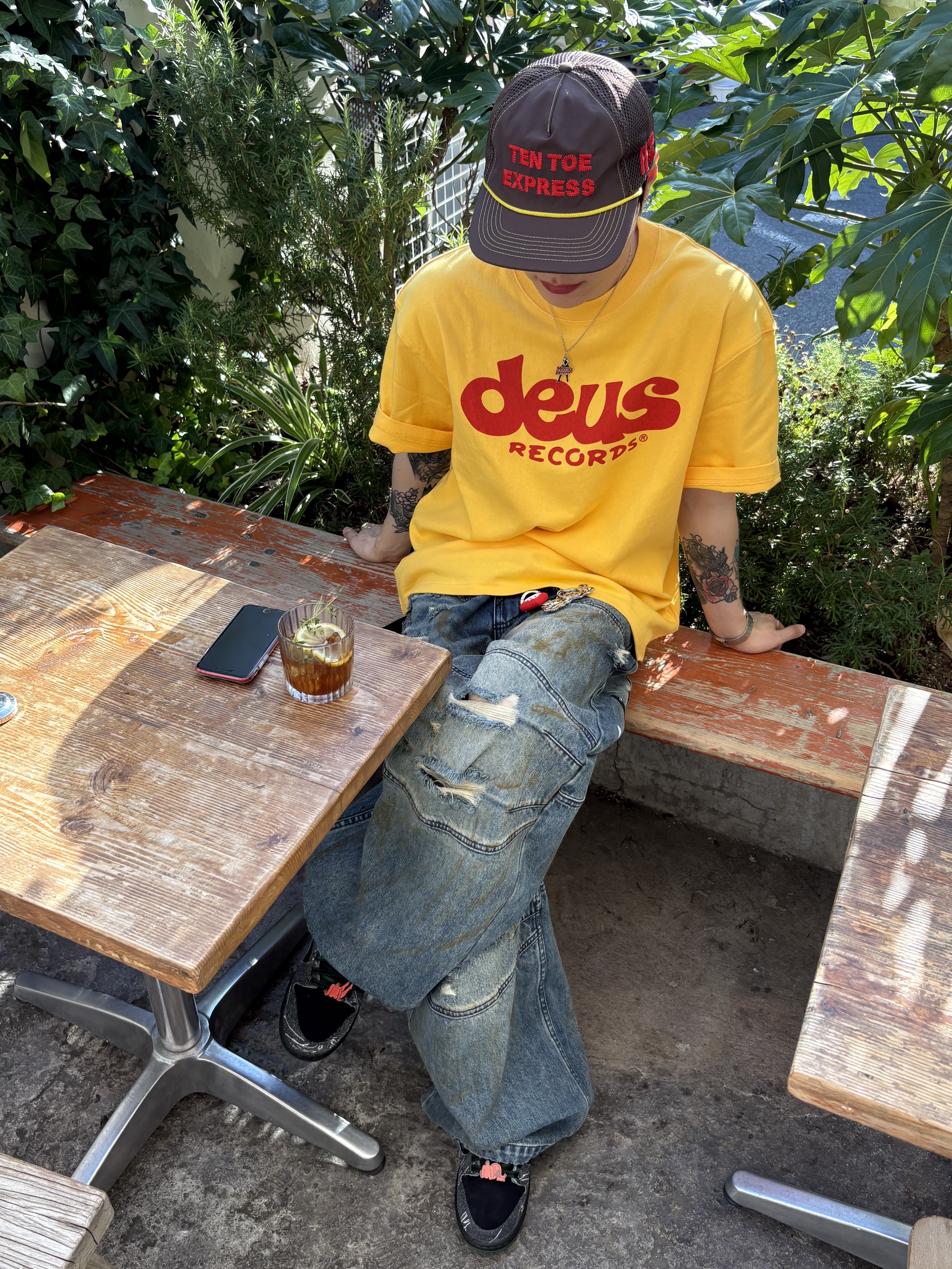 Alex Zono Ten Toe Express Trucker Hat Brown, Hysteric Glamour Vixen Girl Necklace Silver 착용 스타일 - 1