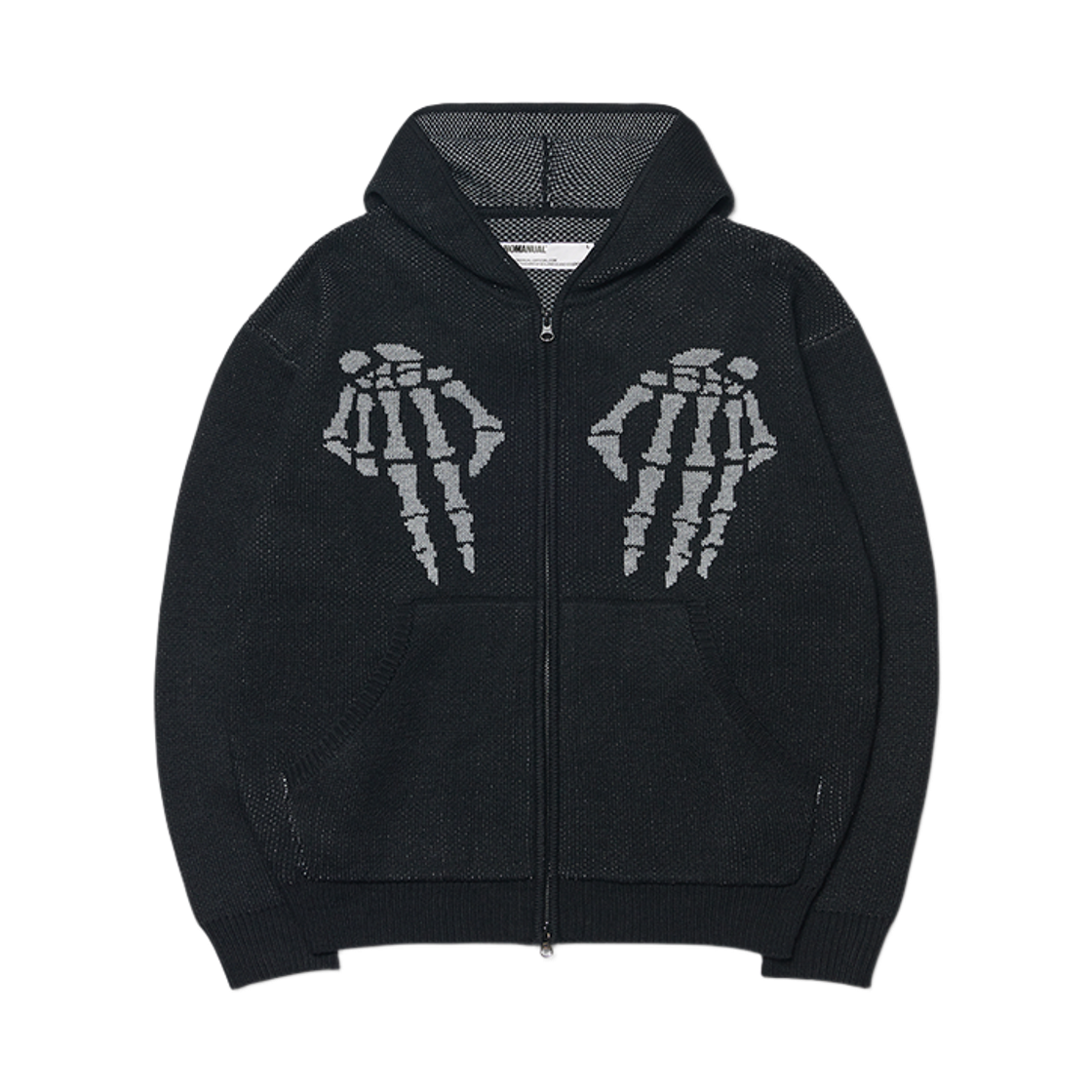 NMWF52KT02BLK NOMANUAL NM Skull Hand Cowichan Hooded Zip-up Black