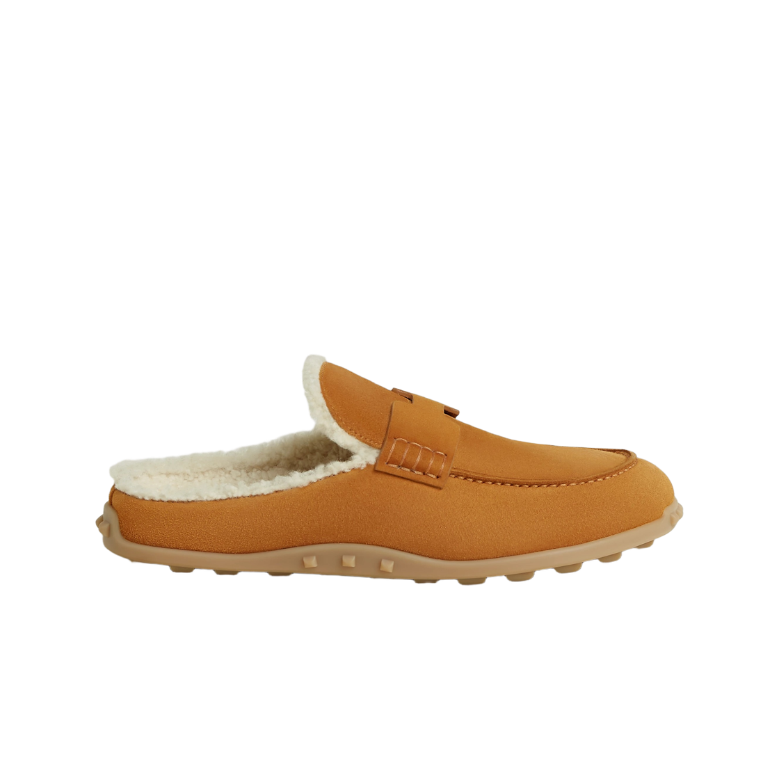 H261144ZA3 (W) Hermes Mix Mule Suede Goatskin Shearling & Naturel Ecru