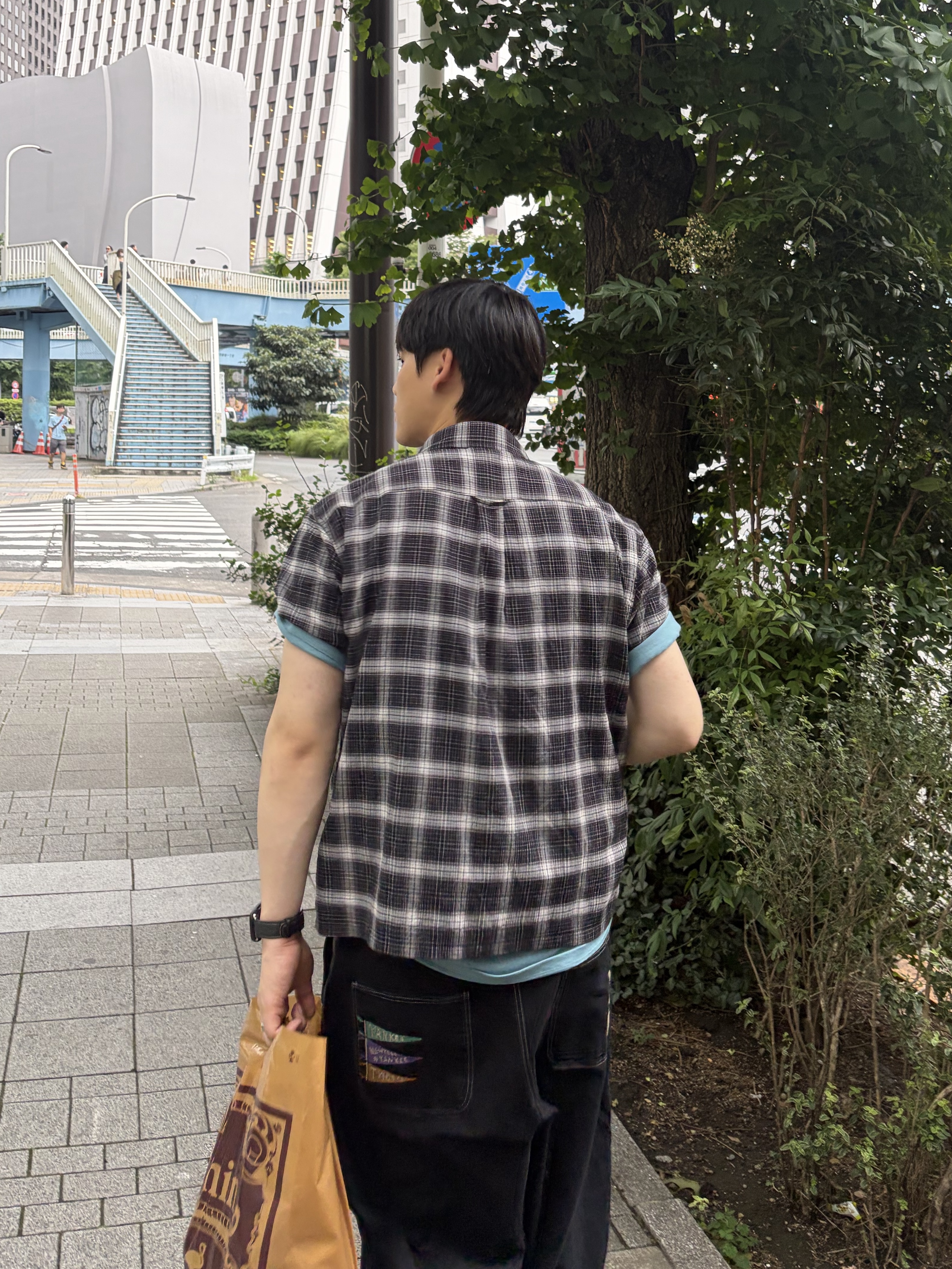 noun Crop Check Shirts Black 착용 스타일 - 5