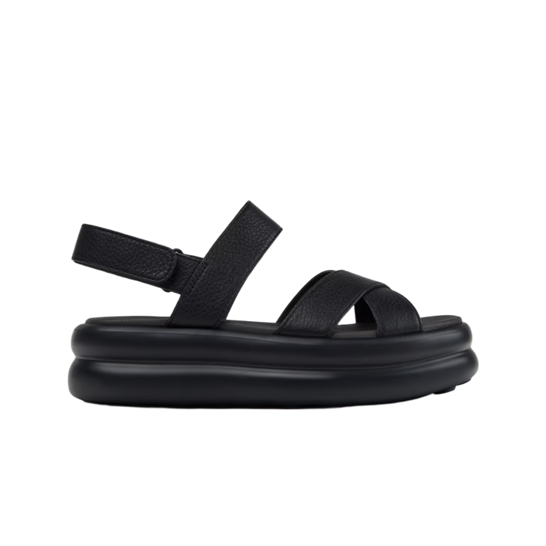 K201863-001 (W) Camper Pelotas Flota Up Leather Sandals Black