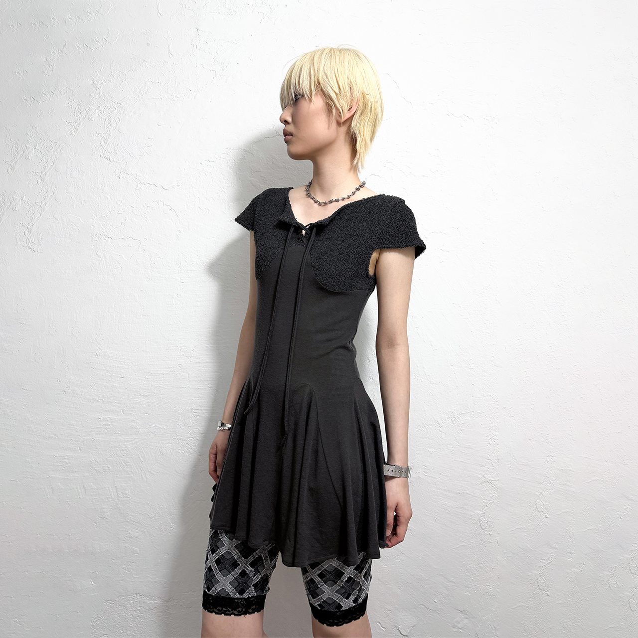 스틸레써디 커브드 라인 플레어 드레스 그레이(Still Lethardy Curved Line Flared Dress Grey) - 4