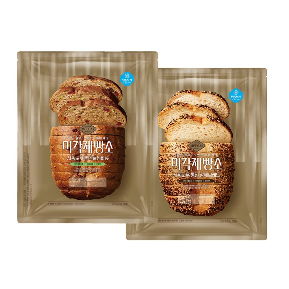 삼립 미각제빵소 사워도우 브레드 2종(통곡물깜빠뉴, 통밀참깨브레드)(SamlipTaste Bakery Sourdough Bread 2 Types (Wokgrain Blanket, Whole Wheat Sesame Bread))