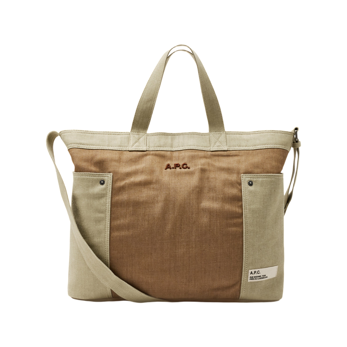 COHRE-M67084-BLC A.P.C. Jardin Tote Bag Beige Fonce Marron